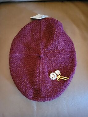 A New Day Burgundy Beret with Fashion Jewelry Charms